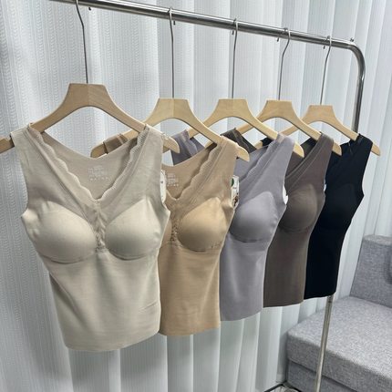 人手两件！火焰绒！恒温科技7A抗菌乳胶棉带胸垫文胸保暖背心内衣