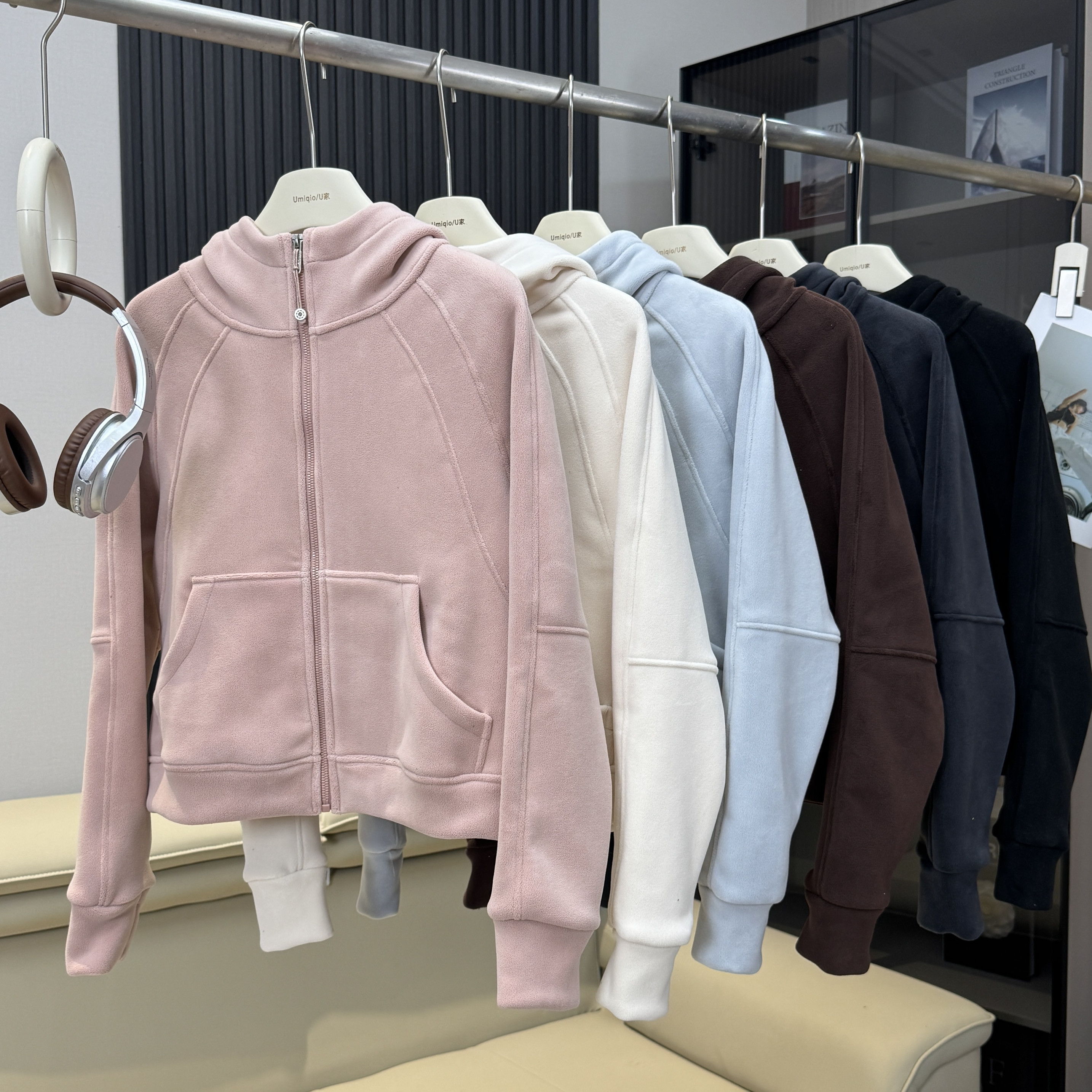 LU家订单！秋冬百搭减龄保暖双面奥粒绒抓绒衣防风摇粒绒连帽外套