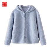 棵米ai蕉家秋冬baby婴儿蓝仿羊羔绒摇粒绒拉链连帽长袖 保暖外套