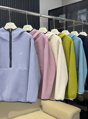 棵米ai蕉家！户外山系情侣款减龄华夫格加绒连帽卫衣保暖抓绒衣