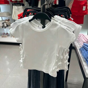 辣妹T短袖 199 短款 T恤女0962600 蝴蝶结正肩修身 想要焊身上