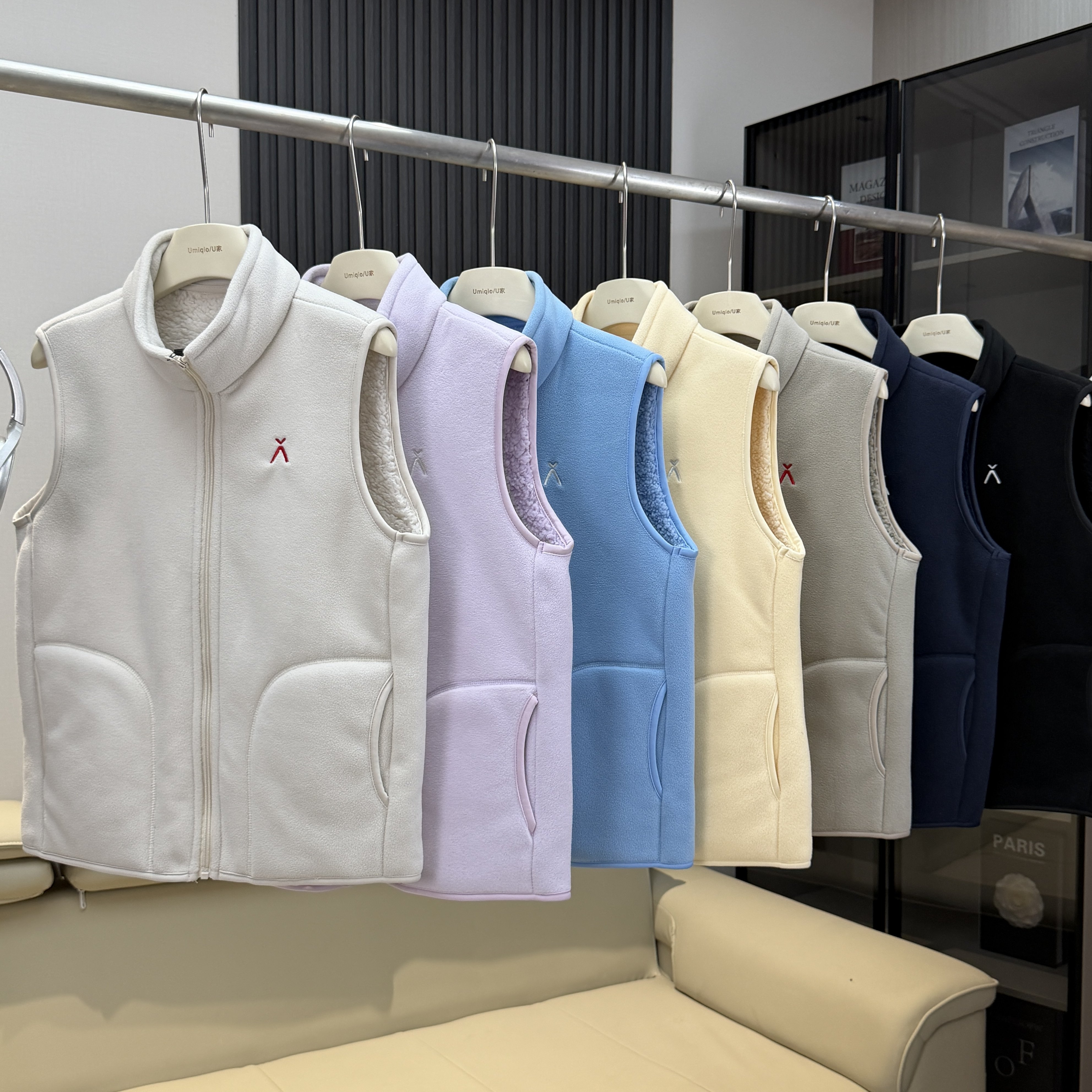 棵米ai蕉家！户外山系情侣加厚保暖羊羔绒立领无袖摇粒绒马甲外套