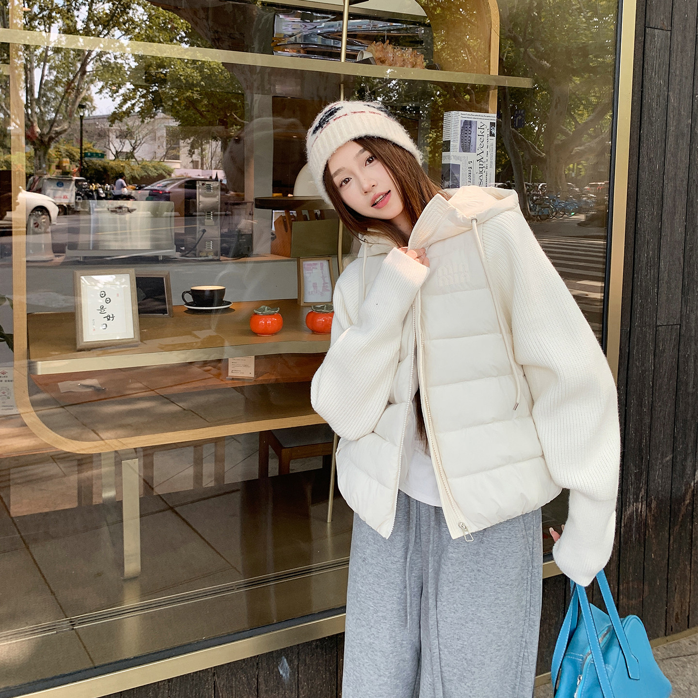 实拍轻薄针织毛衣袖拼接羽绒棉服女短款假两件2025冬季新款外套,女装/女士精品,棉衣/棉服,淘宝优惠券,粉丝福利购,淘宝优惠卷