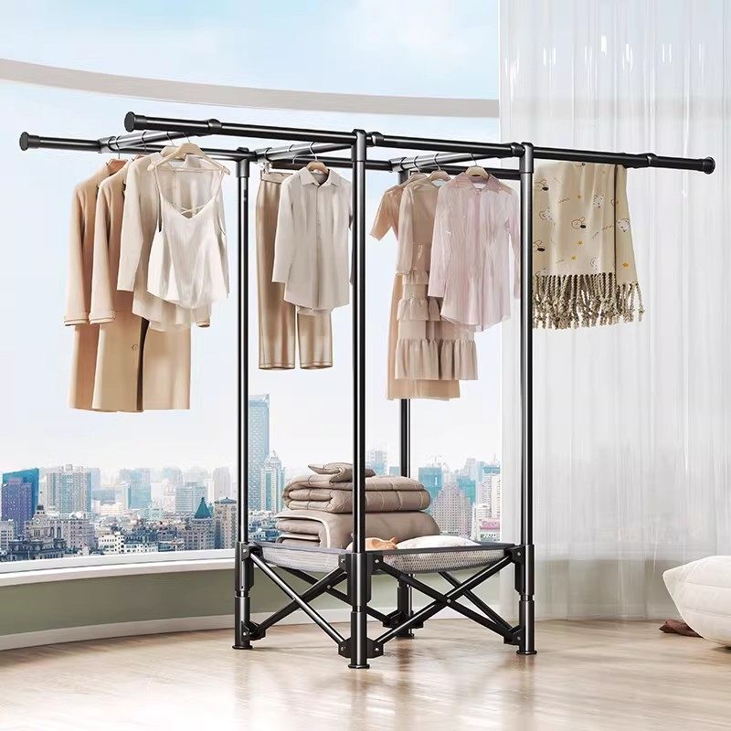 晾衣架落地阳台家用室内外免安装折叠晒衣架移动双杆伸缩凉衣挂架,收纳整理,置地/升降晾晒衣架,淘宝优惠券,粉丝福利购,淘宝优惠卷