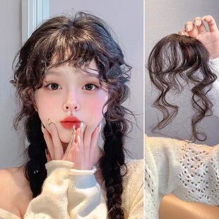 法式羊毛卷假刘海自然圆脸可爱隐形无痕蓬松仿真发空气刘海片发饰