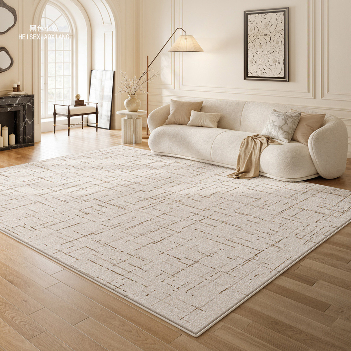 黑色小象奶油风地毯客厅现代简约高级感沙发茶几隔音地垫别墅全铺
