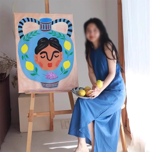现代简约客厅装饰画小众艺术复古抽象人物餐厅壁画多巴胺卧室挂画