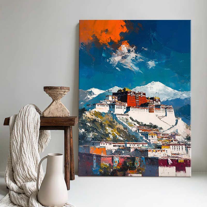西藏布达拉宫风景雪山宏伟建筑装饰画2025新款客厅玄关高级感挂画