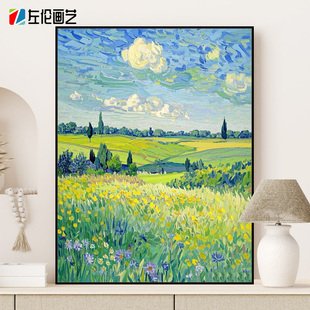 梵高印象数字油画田园风景手工diy填色涂色心理解压手绘油彩画