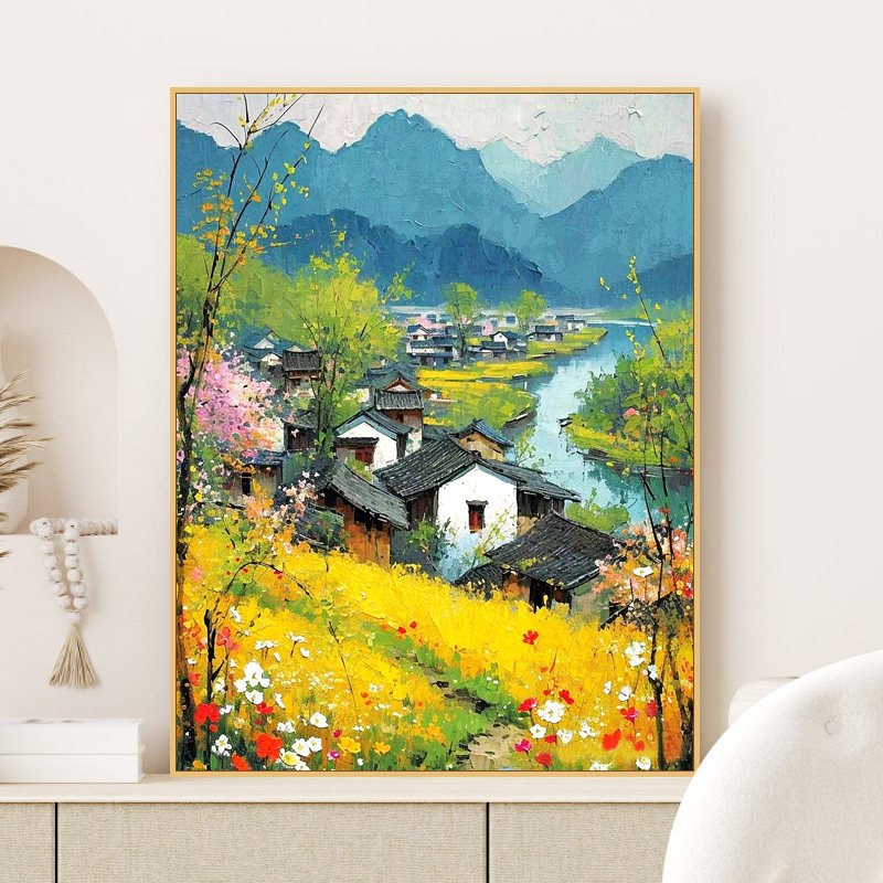 山茶花数字油画diy手工填色减压小王子丙烯画治愈花卉雏菊装饰画