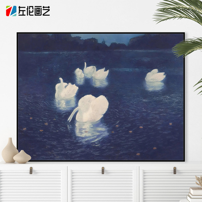 弗里茨索洛河上的天鹅数字油画世界名画手工diy填色手绘油彩画