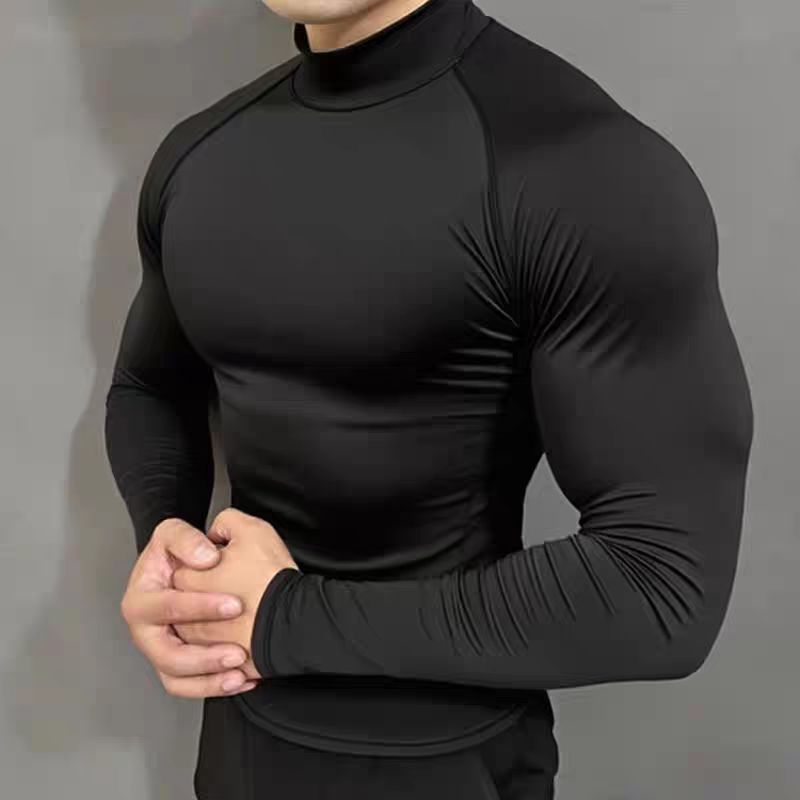 半高领健身服士秋冬弹力透气吸汗立领运动紧身衣跑步速干长袖T恤,运动服/休闲服装,健身衣,淘宝优惠券,粉丝福利购,淘宝优惠卷