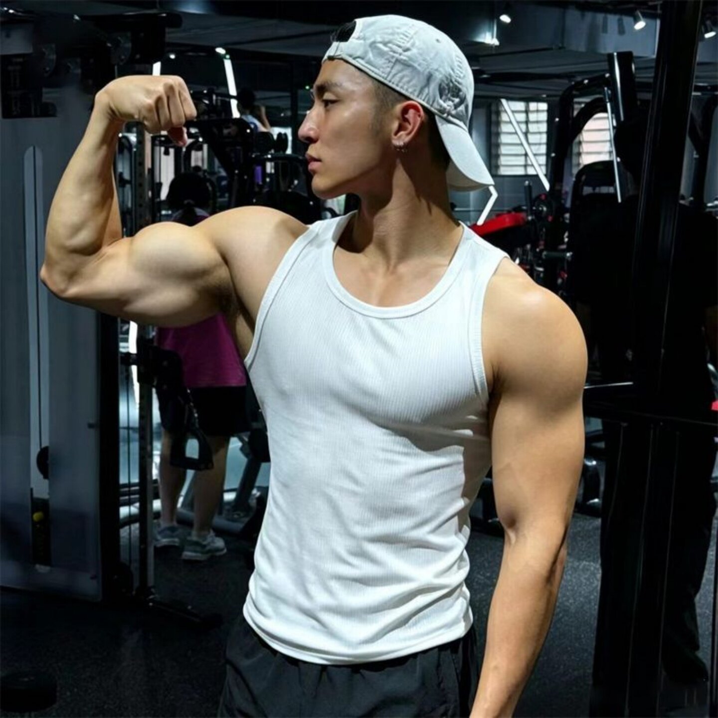 美式螺纹坎肩背心男款夏季修身宽肩显肌肉无袖T恤健身运动打底衫图片
