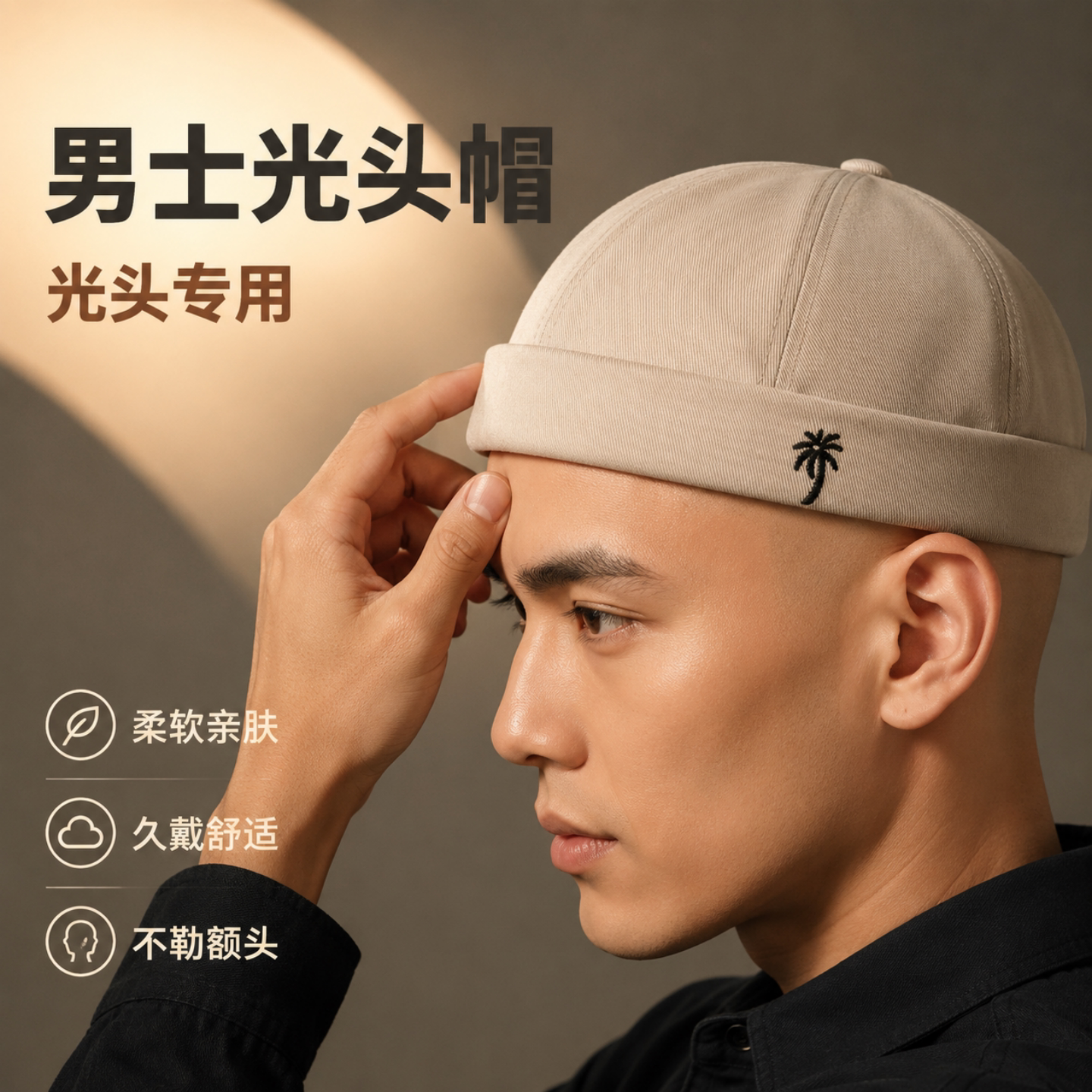 帽子男士光头专用帽春夏季透气冷帽嘻哈唐帽瓜皮帽女地主帽大头围