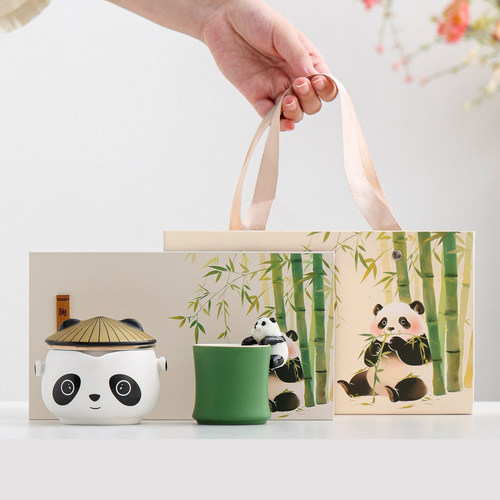 熊猫文创功夫茶具陶瓷泡茶壶茶杯礼盒送领导长辈客户实用伴手礼物
