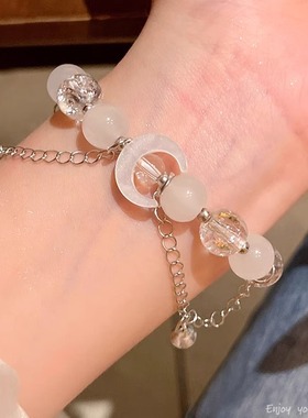 轻奢小众月亮弯弯猫眼手链