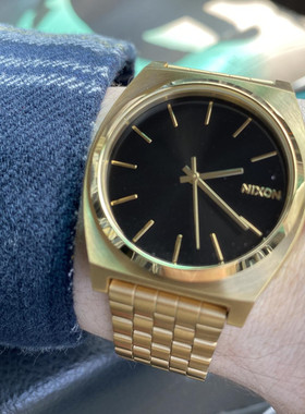 Nixon尼克松男女手表复古方形表时尚礼品石英钢带黑金小金表 A045