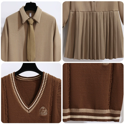 Модная универсальная рубашка, платье, жилет, комплект, плиссированная юбка