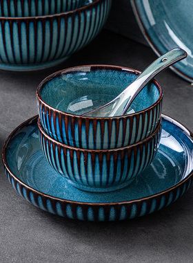 窑变碗 家用单个高颜值微波炉专用吃饭的碗陶瓷防烫面碗盘子菜盘