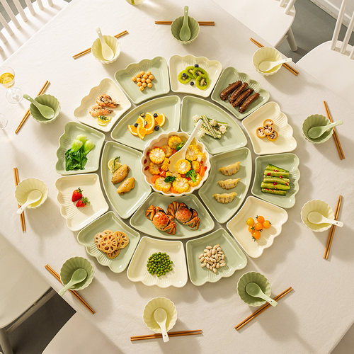 素美吉奶油风拼盘餐具高温色釉