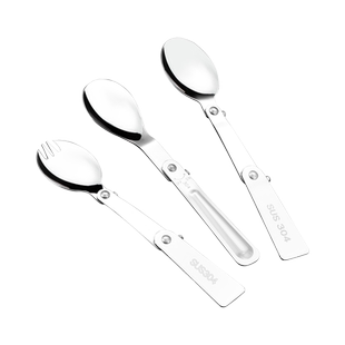 304不锈钢便携餐具外带小勺子折叠学生儿童叉子勺 携带伸缩式旅行