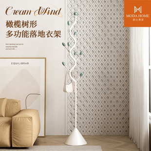 简约橄榄树衣帽架奶油风立式小型卧室转角轻奢家用衣架子落地式