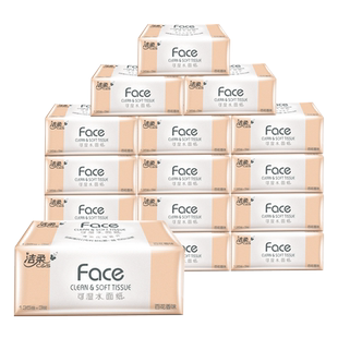 洁柔百花香味抽纸140抽18包餐巾面巾纸巾整箱实惠家庭装L号可湿水