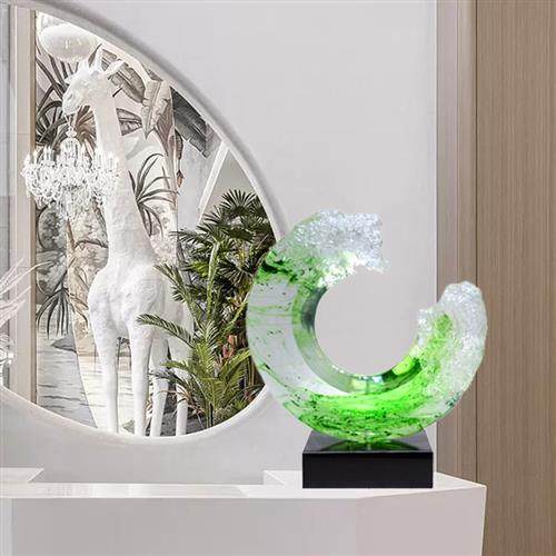 现代简约透明树脂摆件酒店客厅玄关高级感雕塑创意家居软装置饰品