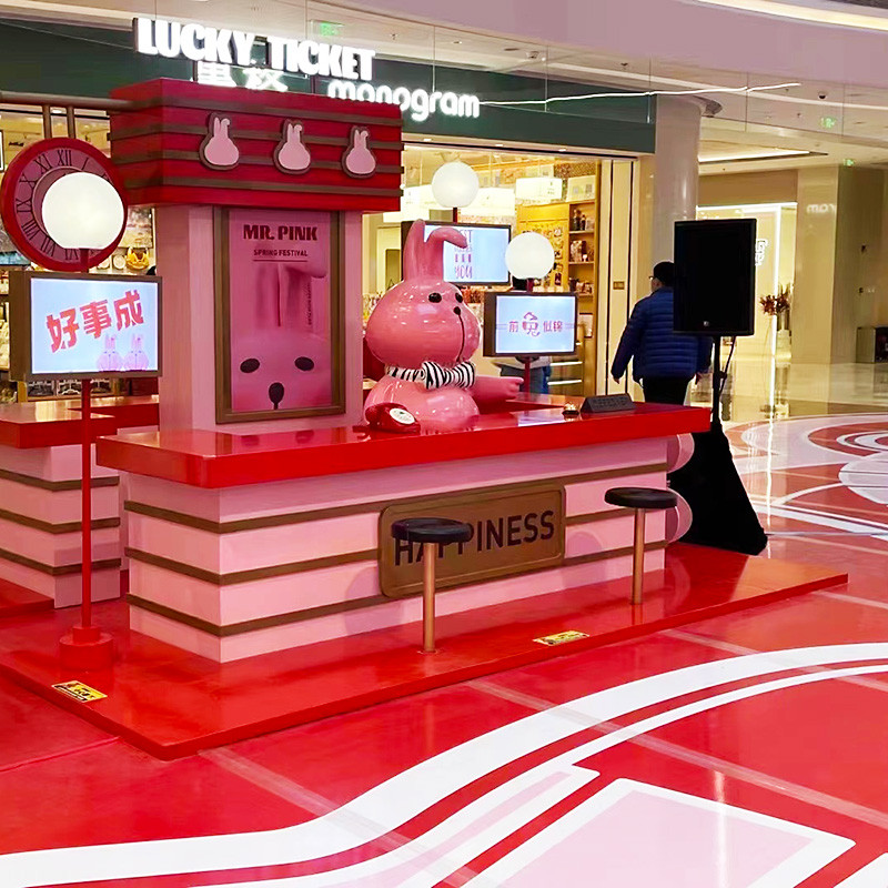 大型玻璃钢雕塑定制卡通彩绘吉祥物户外网红兔子摆件美陈系列