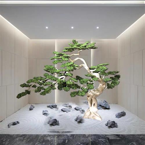 仿真松树迎客松牙签松室内松树造景酒店玄关松树摆件室外假松树