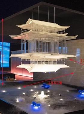 中国风阁楼古建筑房子透明亚克力四角凉亭酒店别墅摆件装饰艺术品