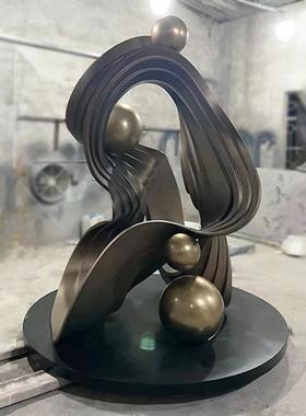 简约现代玻璃钢抽象飘带酒店大堂雕塑售楼处展厅大型异形装饰摆件