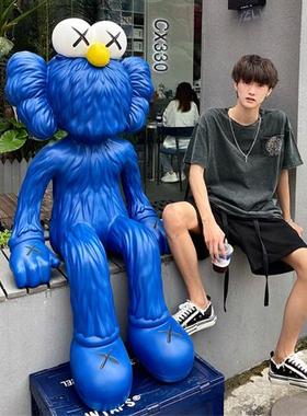 网红大摆件芝麻街公仔玻璃钢雕塑户外商场店铺客厅装饰落地