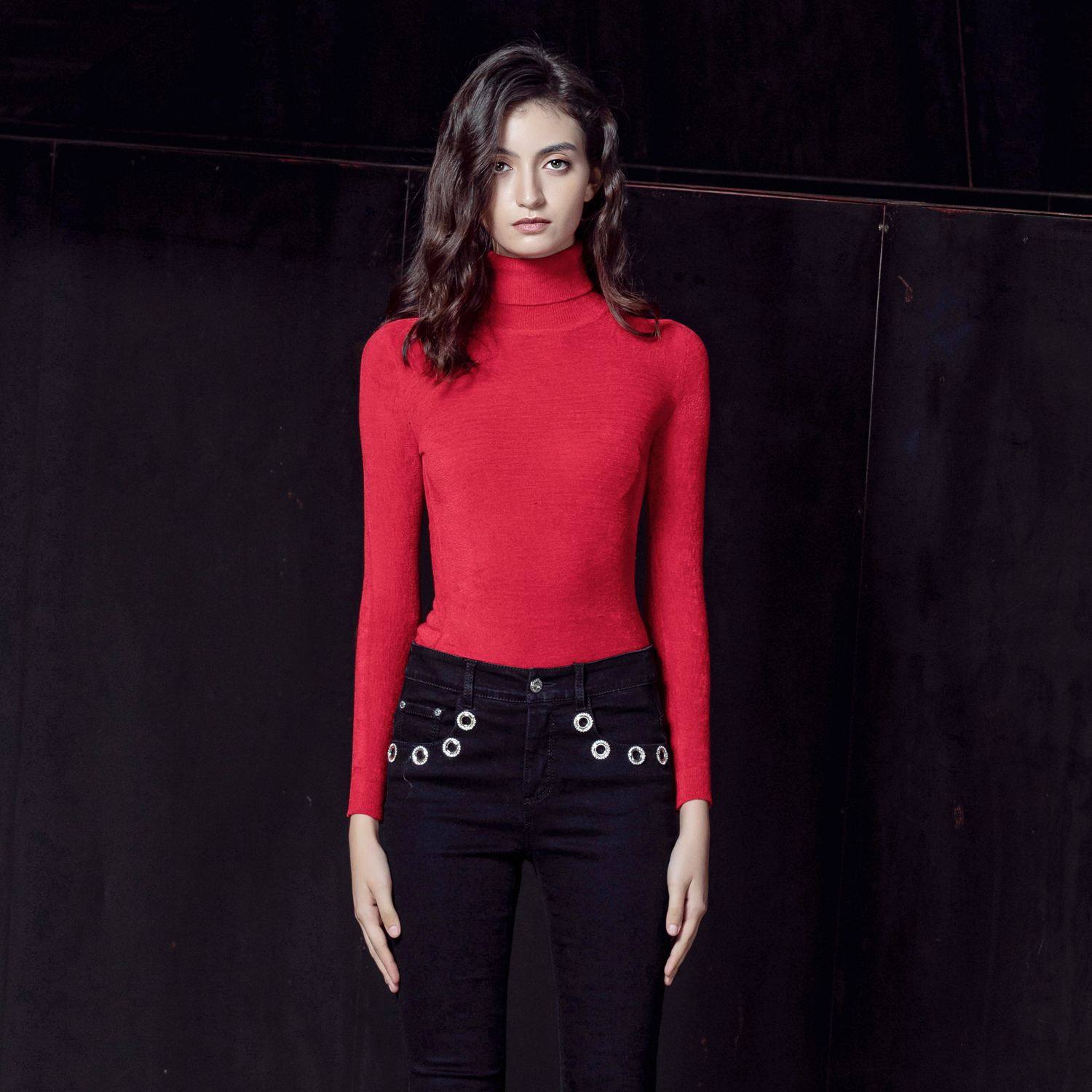 原创设计风紧身弹力打底针织衫