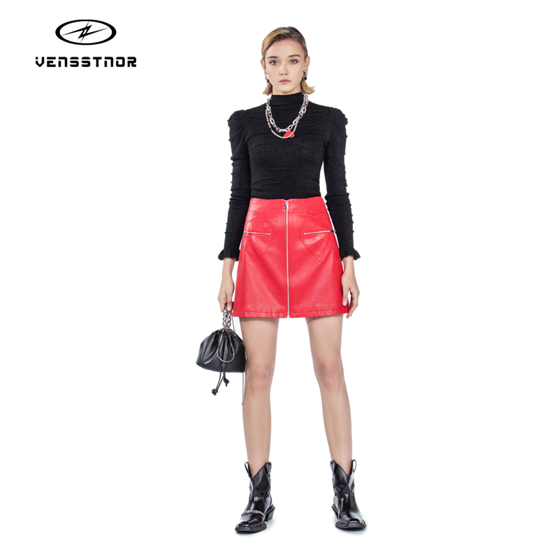 VENSSTNOR维斯提诺 22春轻奢潮牌经典时尚前卫女士半身裙皮裙半裙