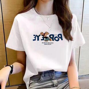 夏装韩版百搭简约上衣短袖女T恤韩范学生宽松白色体恤半袖打底衫
