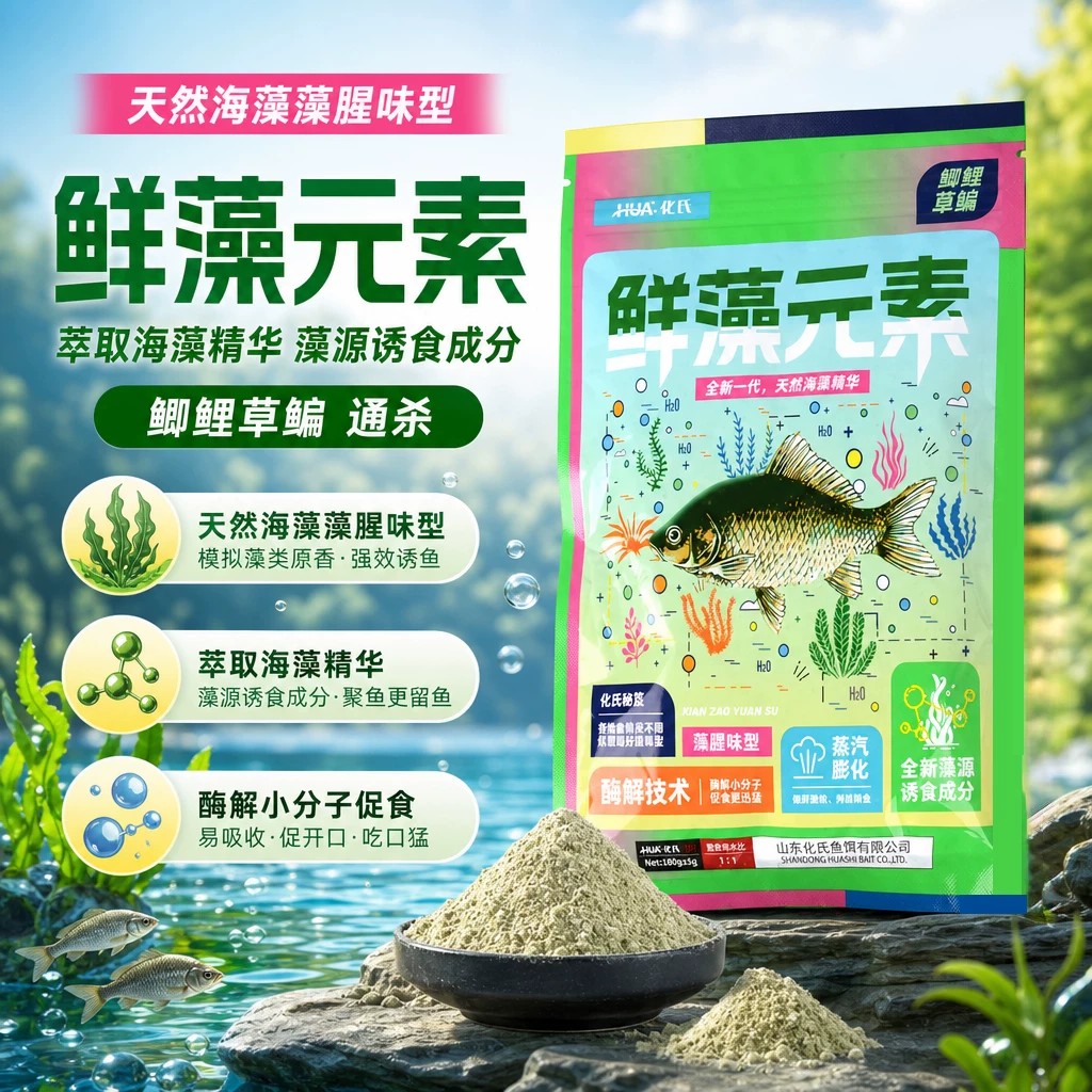 化氏鲜藻元素大红鲫钢弹2#鱼饵鲫鱼饵台钓饵钓鱼饵鱼食钓饵套餐