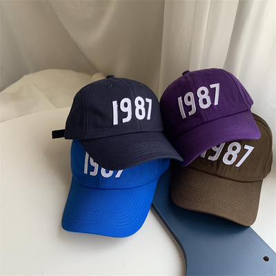 2022年春夏季新款软顶刺绣1987鸭舌帽子男复古情侣遮阳帽棒球帽男