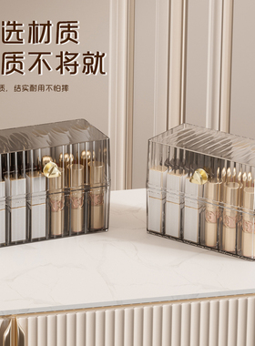 口红收纳盒18格带盖防尘唇釉透明桌面整理化妆品唇膏口红展示架子