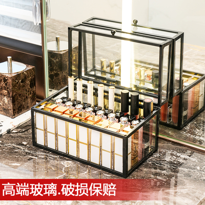口红收纳盒化妆品桌面防尘架子高级玻璃口红盒专用唇膏唇釉置物架
