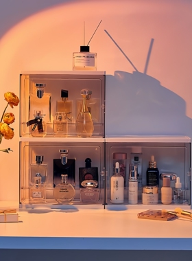 透明亚克力香水收纳盒多层桌面护肤品整理盒简约高级化妆品置物架