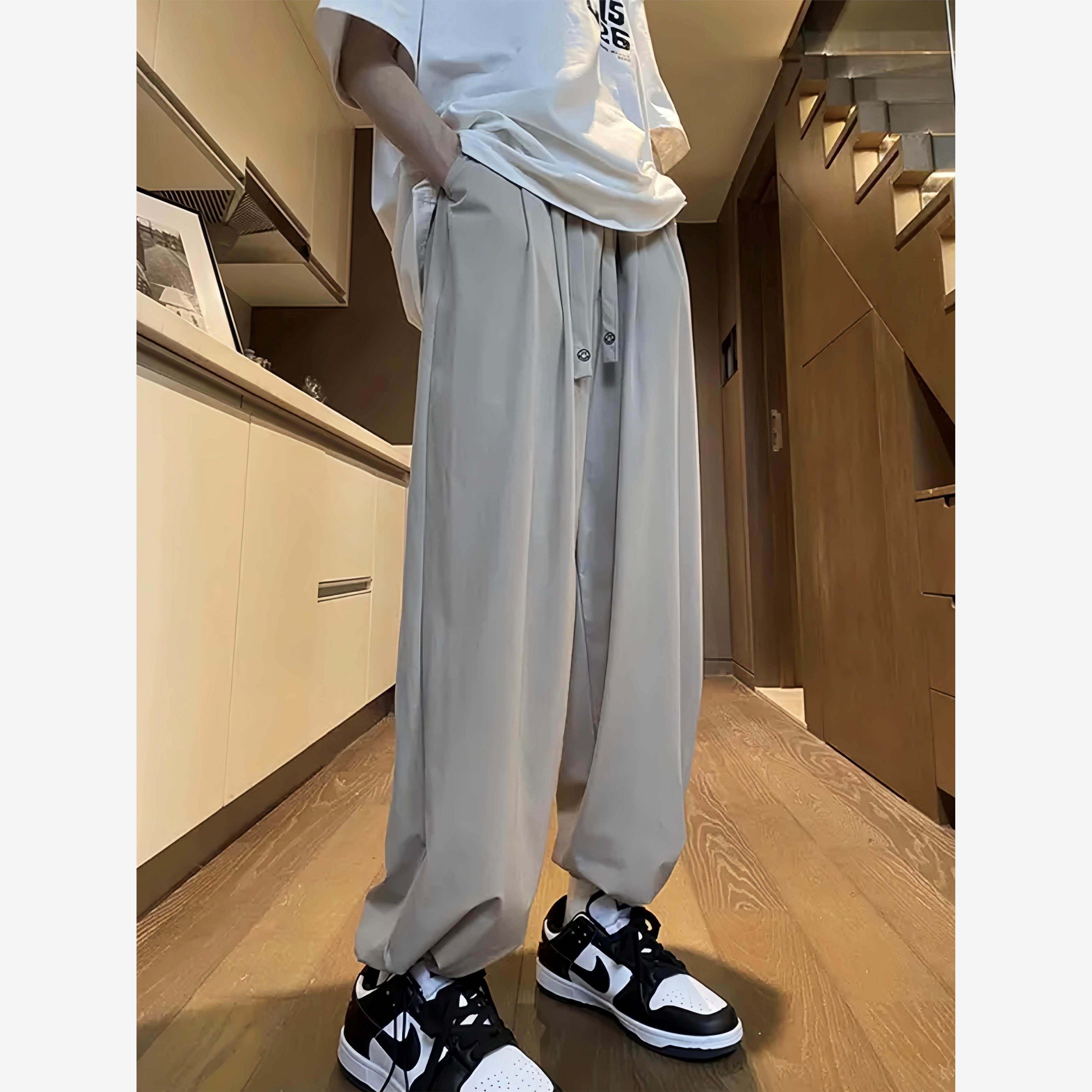 夏季防晒裤子男女薄款冰丝直筒宽松休闲垂感裤速干透气束脚收口裤