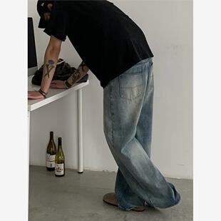 美式复古vintag牛仔裤男女宽松baggy阔腿cleanfit裤子潮牌