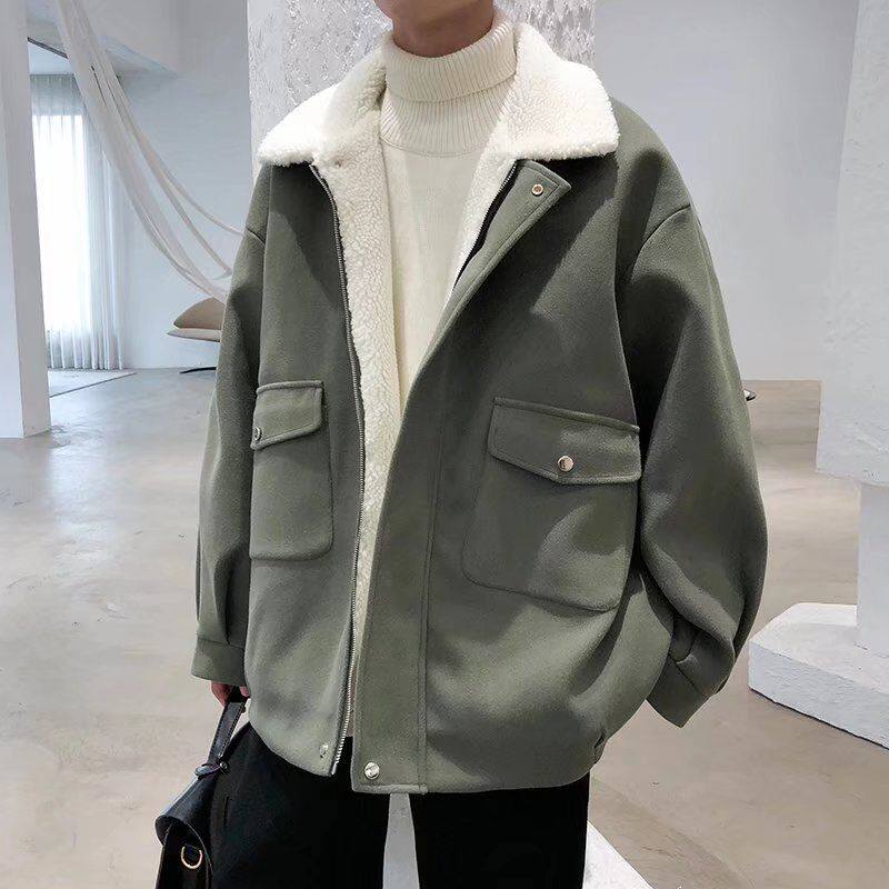 冬季羊羔绒棉服男港风百搭宽松加厚保暖棉衣外套潮流潮牌工装棉袄