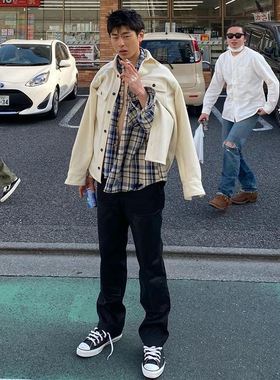 老夫子 vujade 004 破坏工艺格子法兰绒休闲KENIJIMA复古衬衫外套