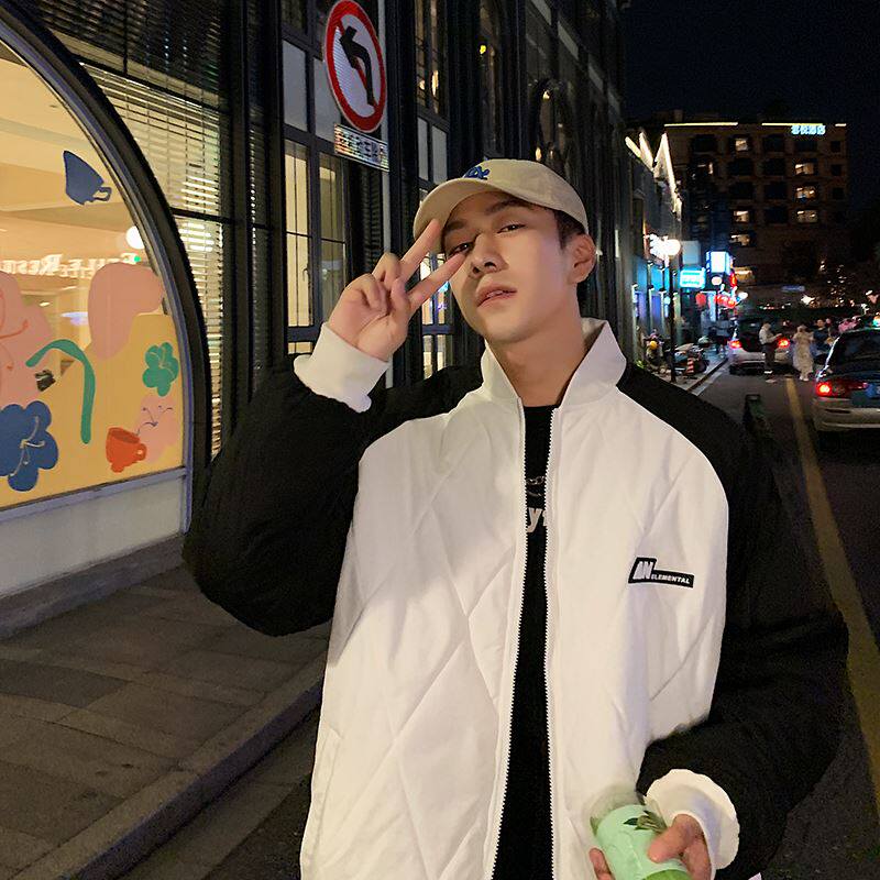 棒球服棉衣男冬季港风vibe宽松痞帅棉服韩版潮流拼接加厚棉袄外套