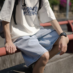 GOGOSOON男装牛仔裤2025夏季新款男生短裤日系宽松百搭直筒青少年