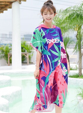 游泳浴袍斗篷旅行大浴巾吸水速干毛巾男女大人儿童海边沙滩巾温泉
