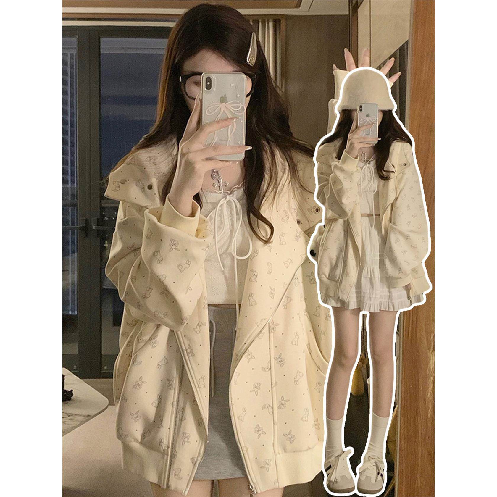 巨好看的开衫连帽卫衣外套女早春秋季新款宽松韩系休闲夹克棒球服