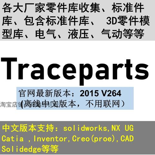 Solidworks/UG/CATIA/proe/Inventor软件标准件零件库/traceparts